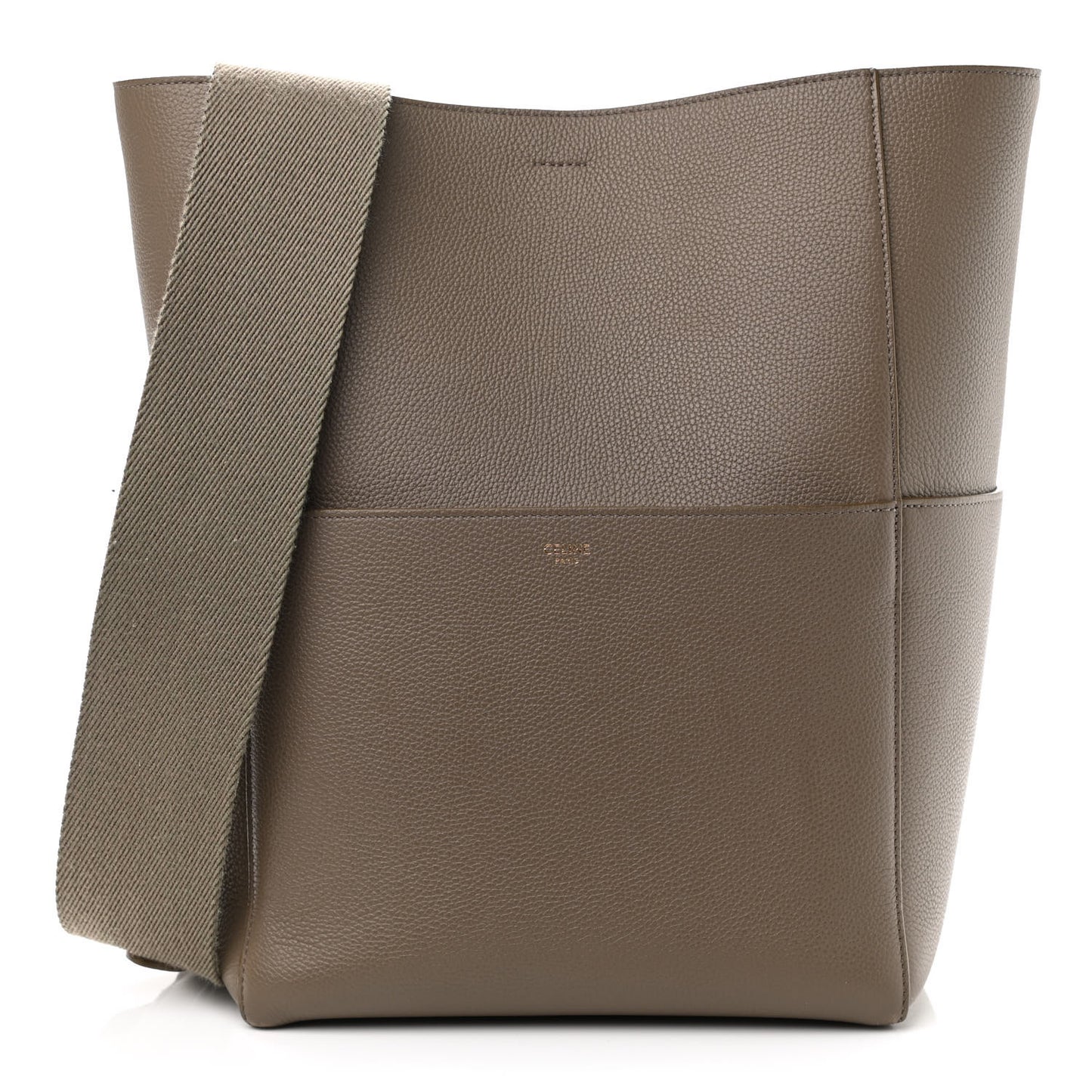 Soft Grained Calfskin Sangle Bucket Bag Taupe