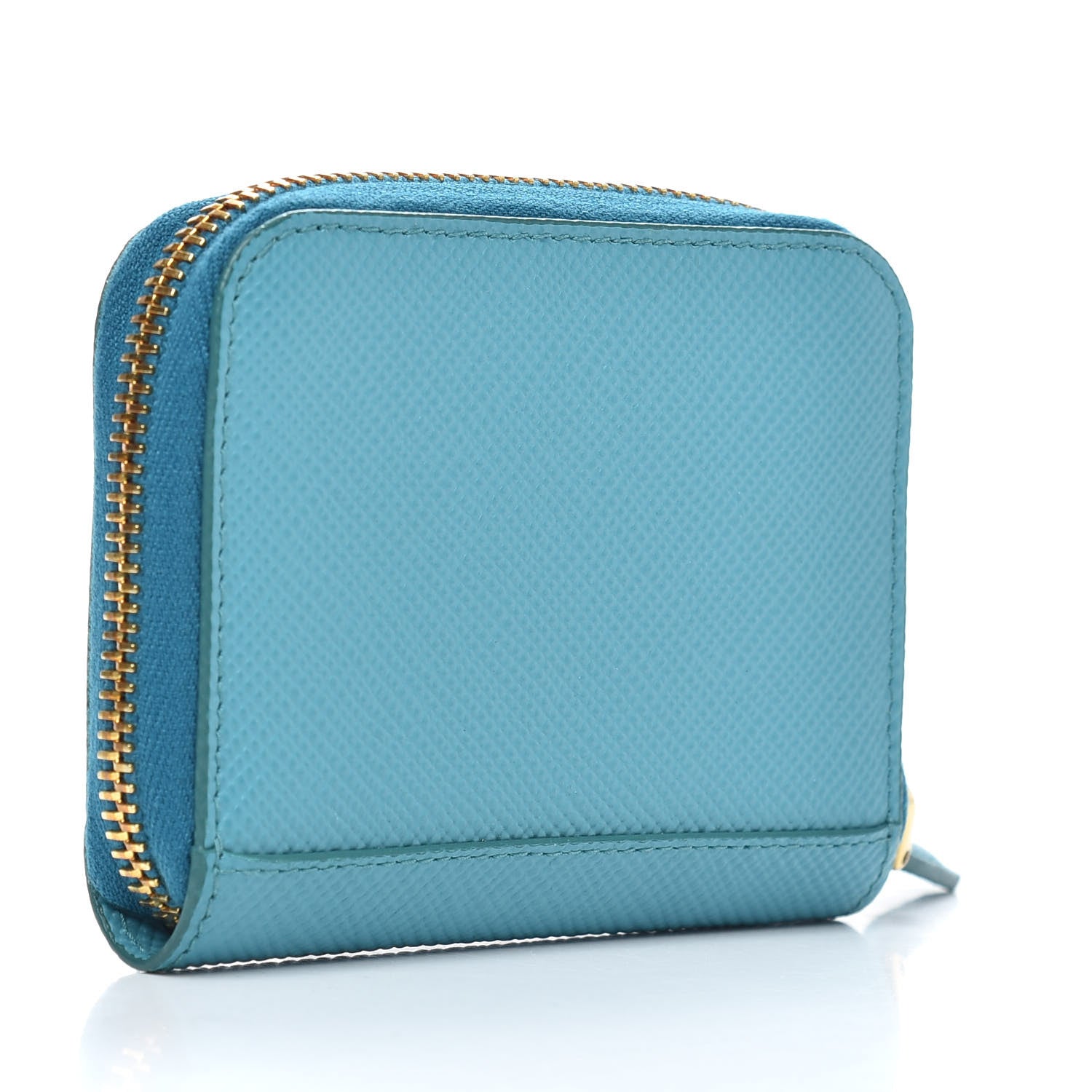 Prada Saffiano Metal Zip Coin Purse Turchese 3 of 9