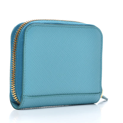 Prada Saffiano Metal Zip Coin Purse Turchese 3 of 9
