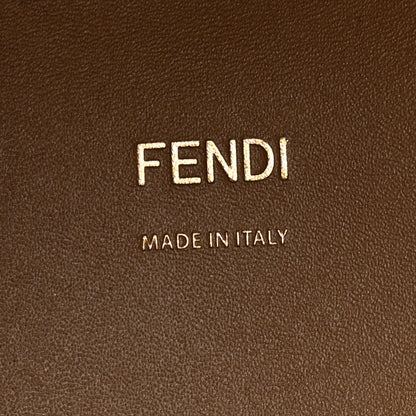 Fendi Glazed Fabric Plexiglass FF Logo Bikini Girls Medium Fendi Sunshine Shopper Tote Bianco Perla Multicolor Miele Scuro 6 of 12
