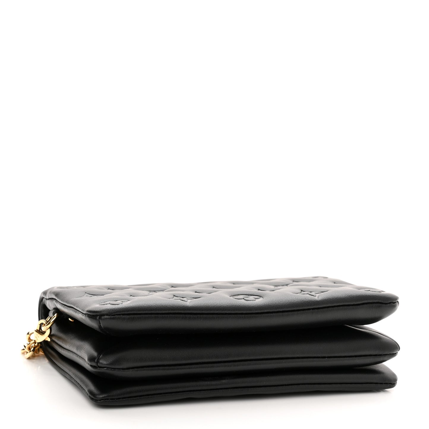 Lambskin Embossed Monogram Pochette Coussin Black