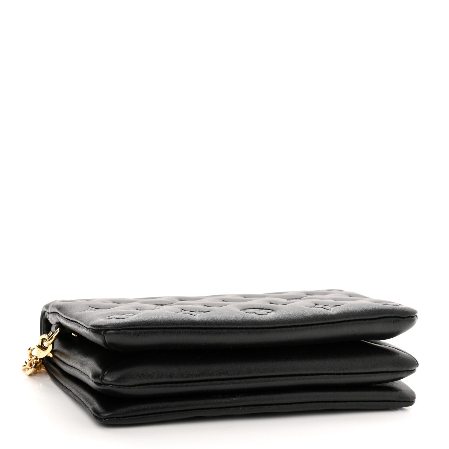 Louis Vuitton Lambskin Embossed Monogram Pochette Coussin Black 4 of 11
