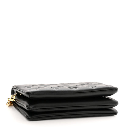 Louis Vuitton Lambskin Embossed Monogram Pochette Coussin Black 4 of 11