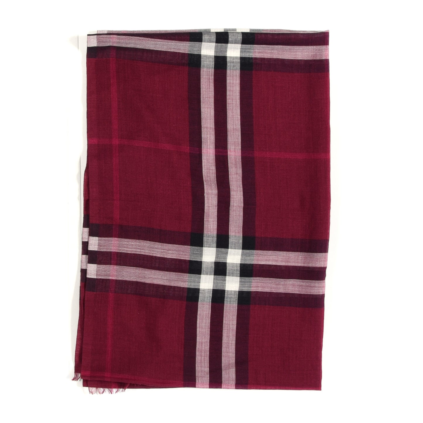 Wool Silk Gauze Giant Check Scarf Plum