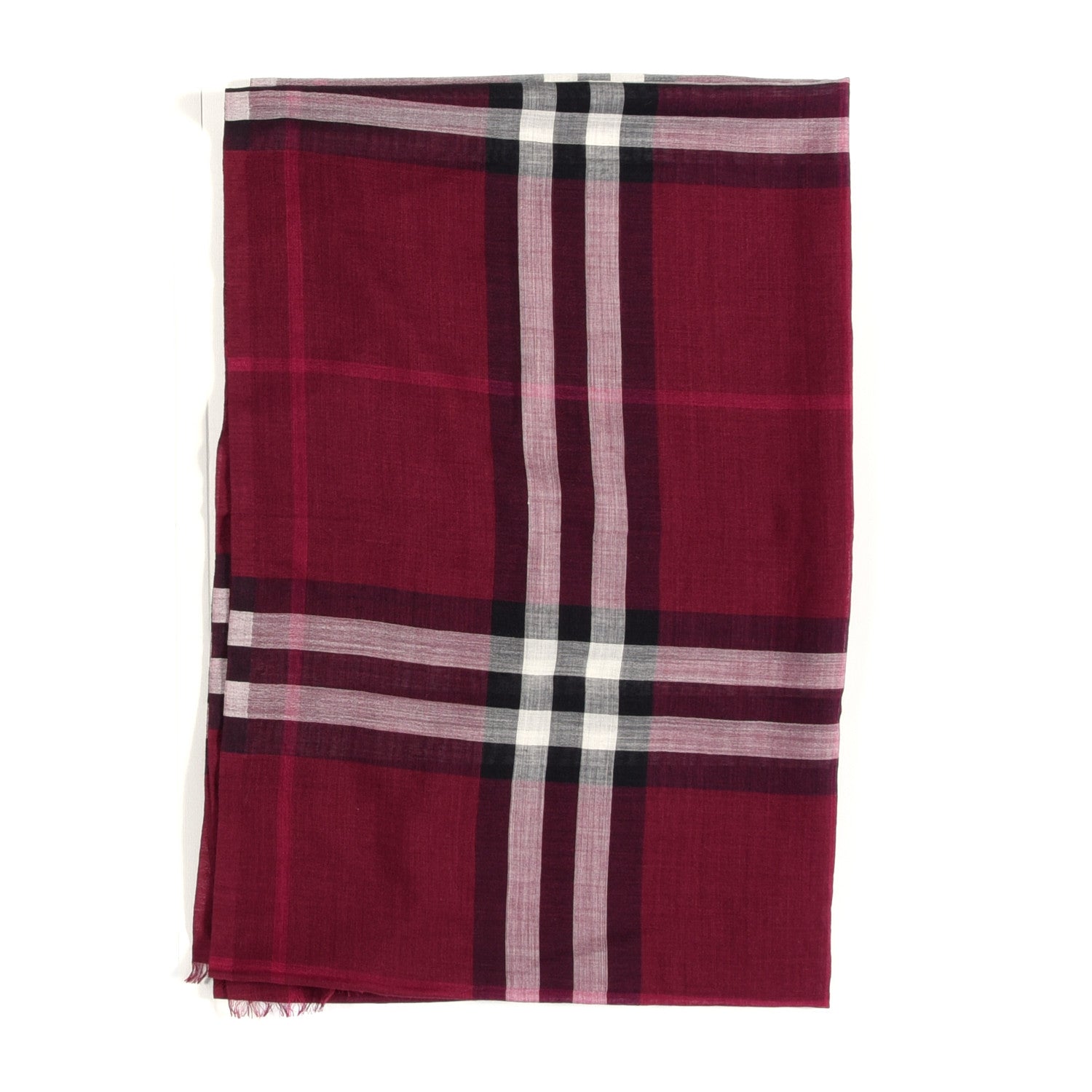 Burberry Wool Silk Gauze Giant Check Scarf Plum 2 of 3