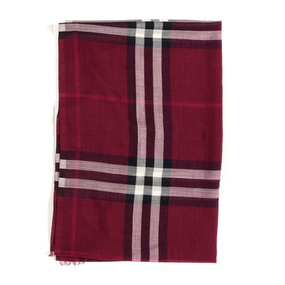 Burberry Wool Silk Gauze Giant Check Scarf Plum 2 of 3