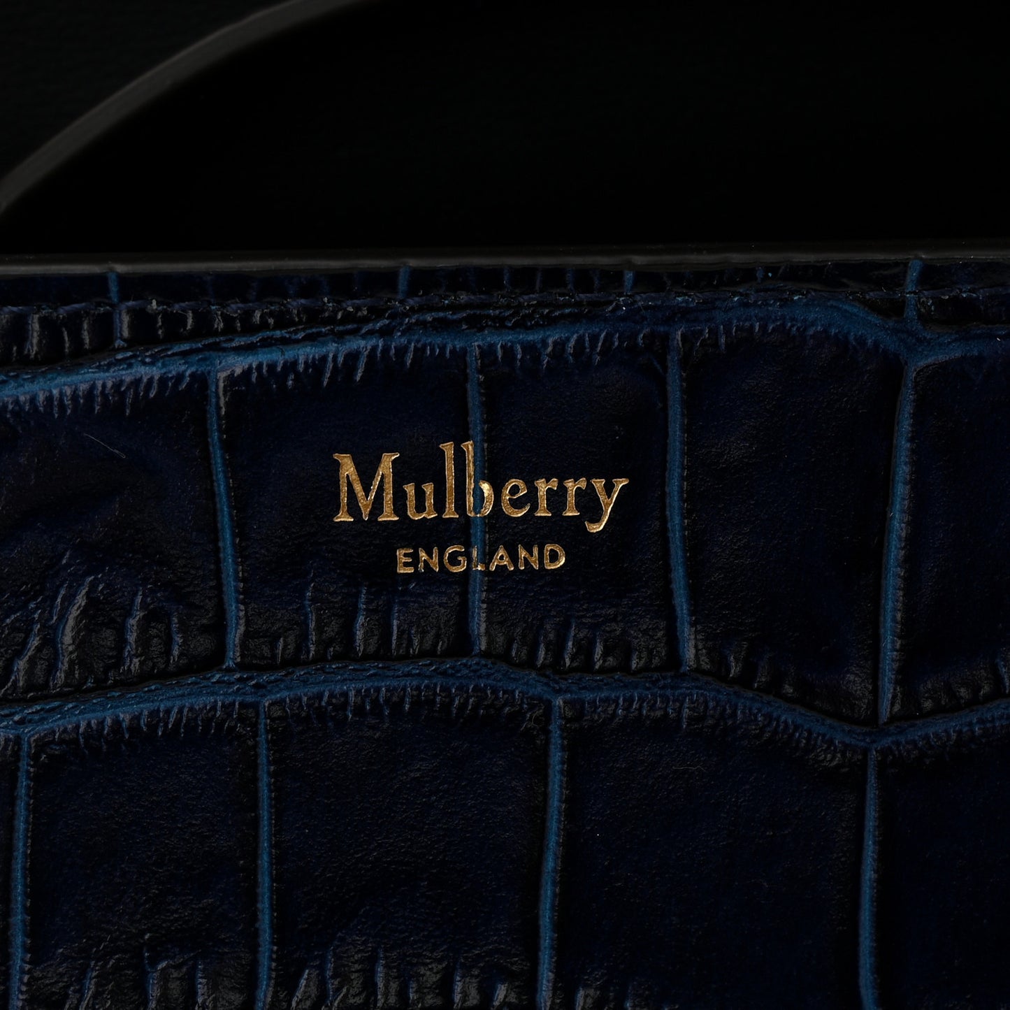 Shiny Croc Calfskin Embossed Small Darley Sapphire Blue