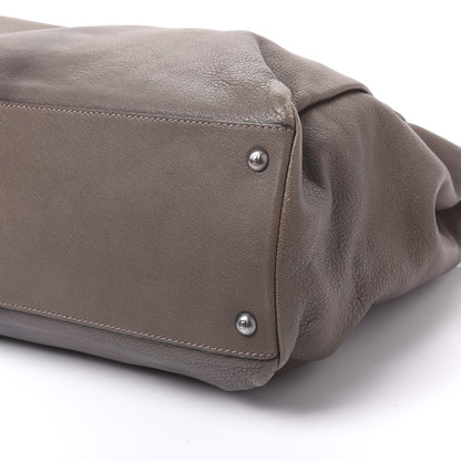 Fendi Goatskin Zucca Large Peekaboo Iconic Satchel Taupe Tobacco Moro 6 of 8