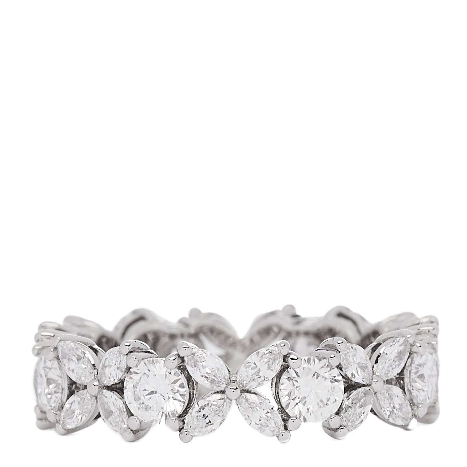 Tiffany Platinum Diamond Victoria Alternating Band Ring 51 5.75 1 of 5