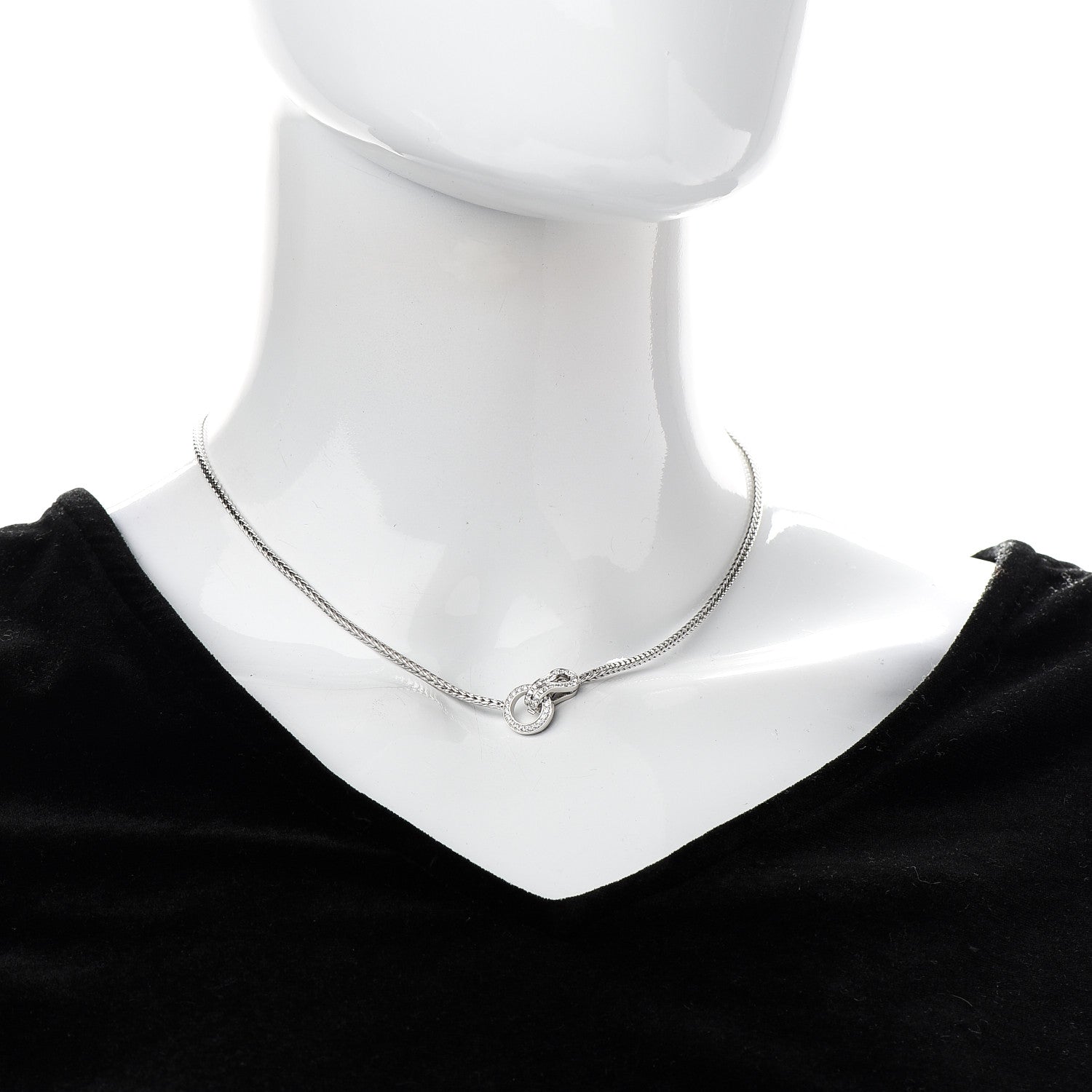 Cartier 18K White Gold Diamond Agrafe Rope Necklace 2 of 5