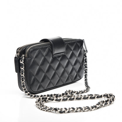 Chanel Grained Calfskin Quilted CC Box Clutch With Chain Black 2 of 11