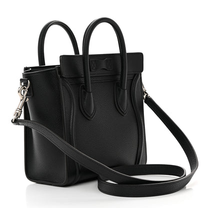 Celine Drummed Calfskin Nano Luggage Black 3 of 11