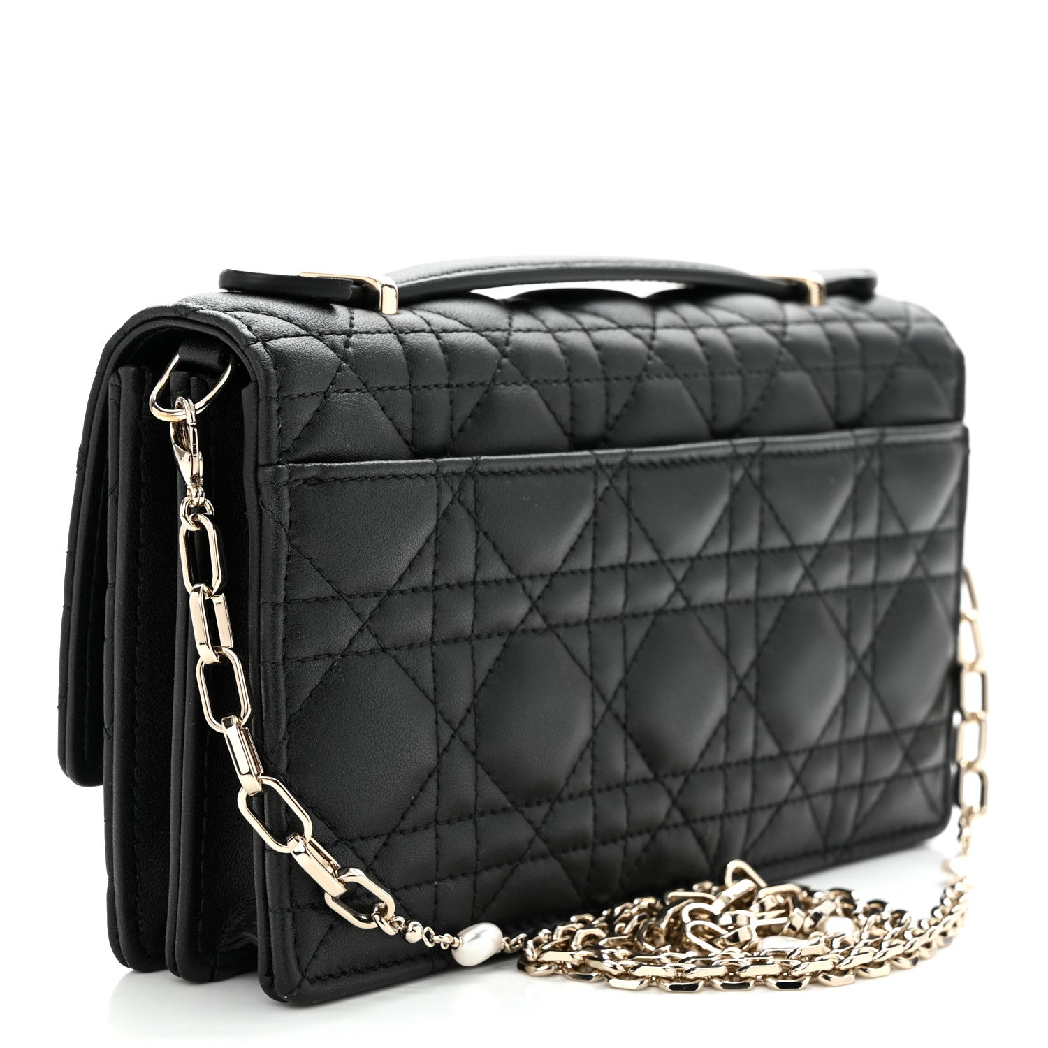 Christian Dior Lambskin Cannage Lady Dior Phone Pouch Black 3 of 11