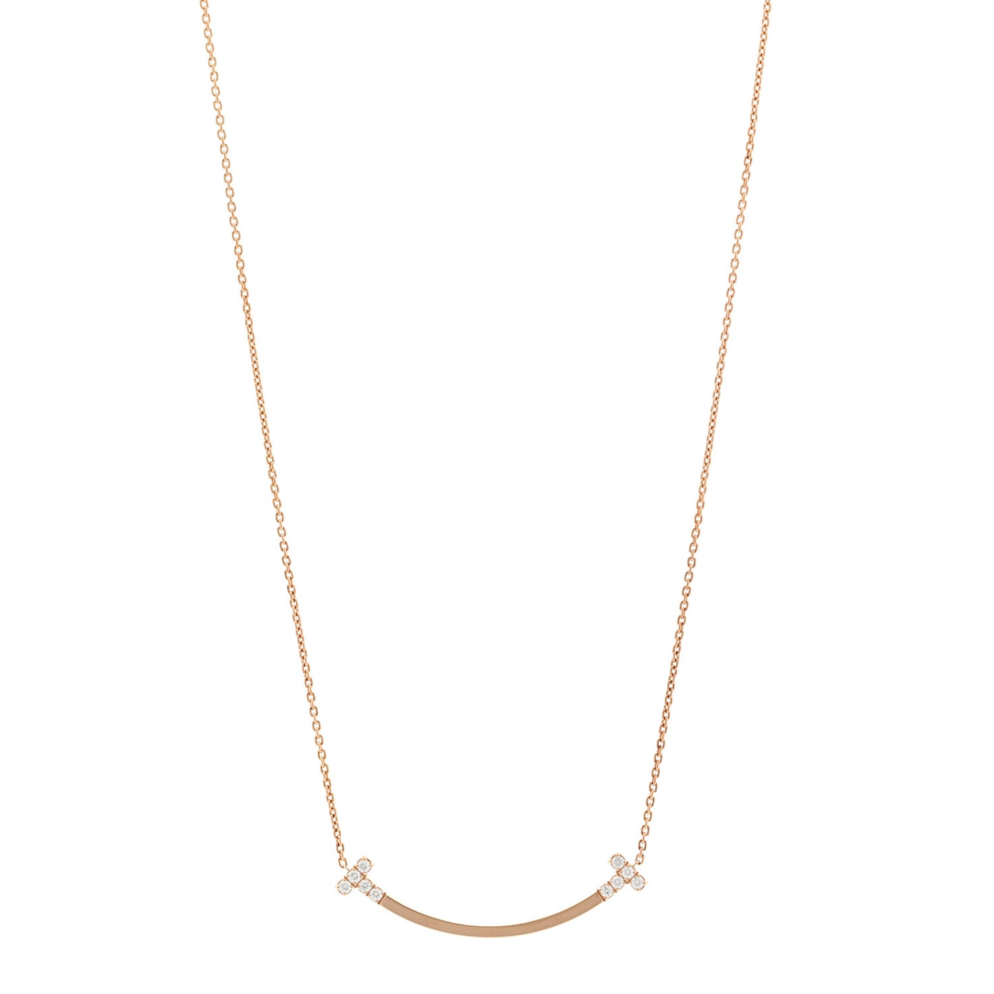 18K Rose Gold Diamond .19ctw Medium T Smile Pendant Necklace