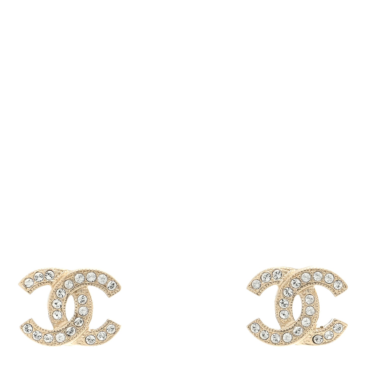 Chanel Crystal CC Earrings Light Gold 1 of 4