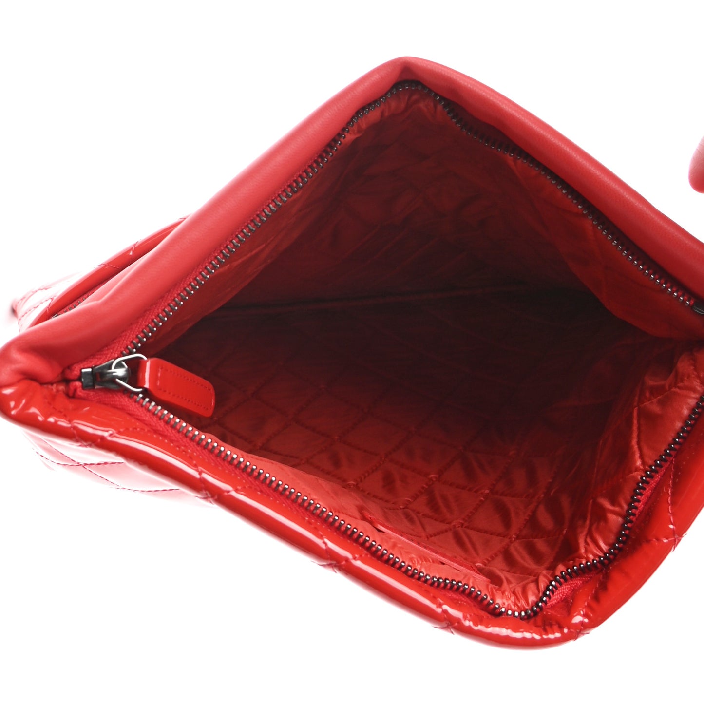 Patent Calfskin Quilted Beauty CC Clutch Red
