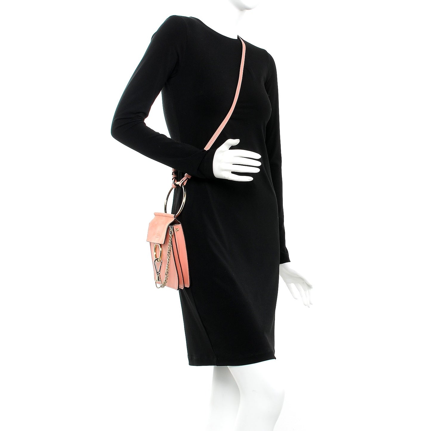 Suede Calfskin Mini Faye Bracelet Bag Ideal Blush