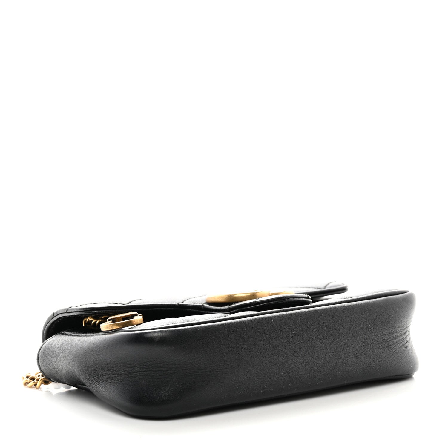 Gucci Calfskin Matelasse Super Mini GG Marmont Shoulder Bag Black 4 of 11