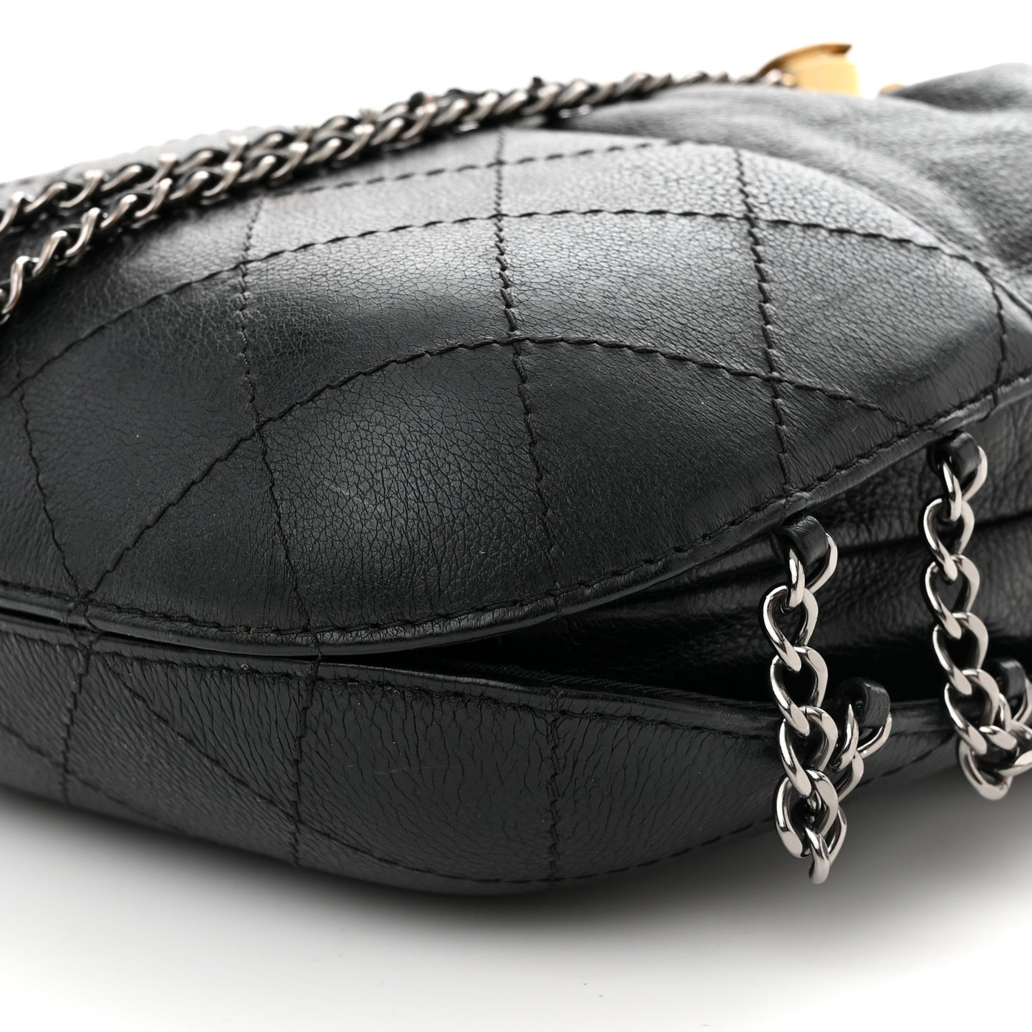 Calfskin Quilted Small Gabrielle Bucket Black