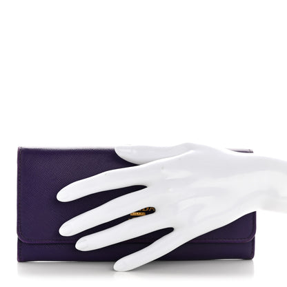 Prada Saffiano Lux Continental Flap Travel Wallet Viola Multicolor 2 of 11