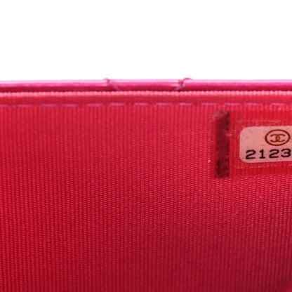 Chanel Metallic Patent Calfskin Quilted Boy Wallet On Chain WOC Fuchsia 8 of 11