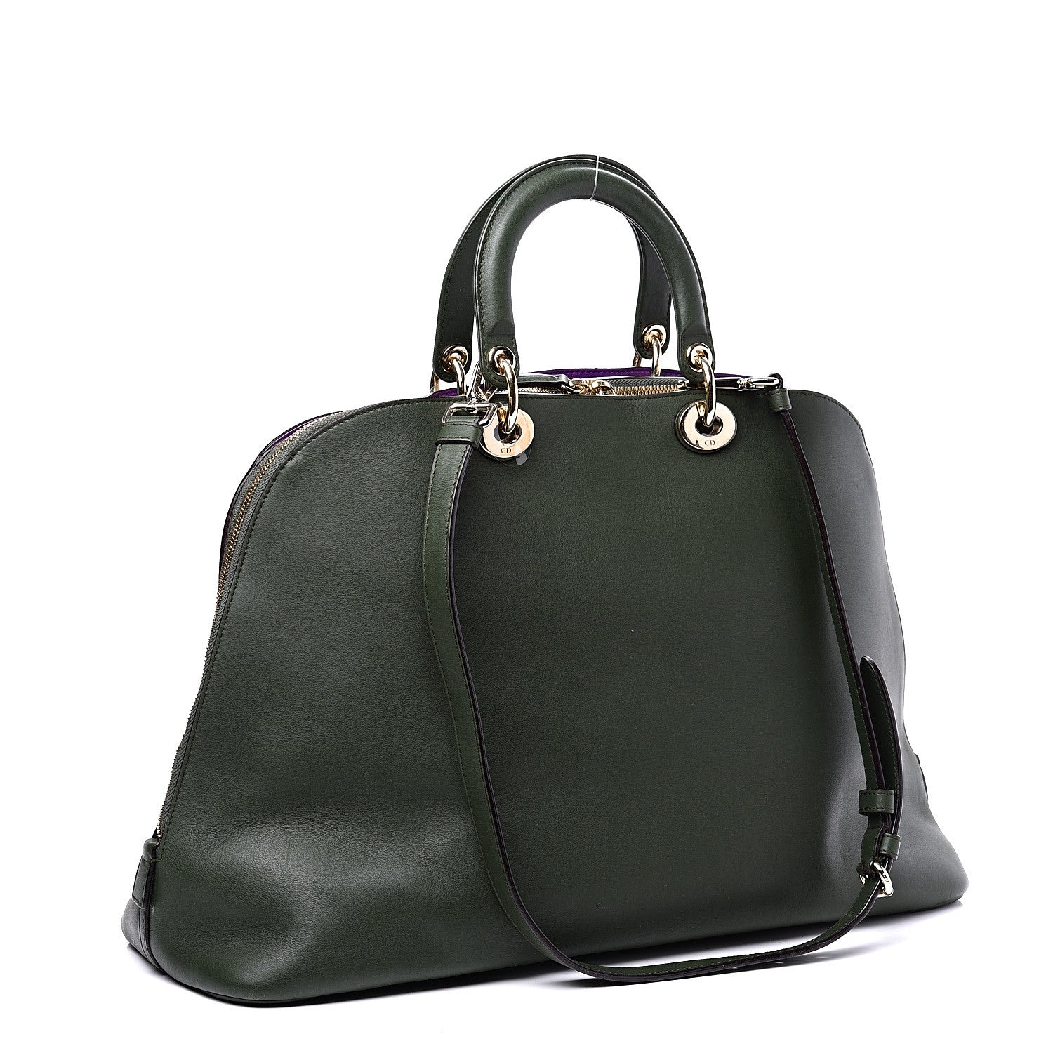 Christian Dior Calfskin Diorissimo Dome Dark Green 2 of 11