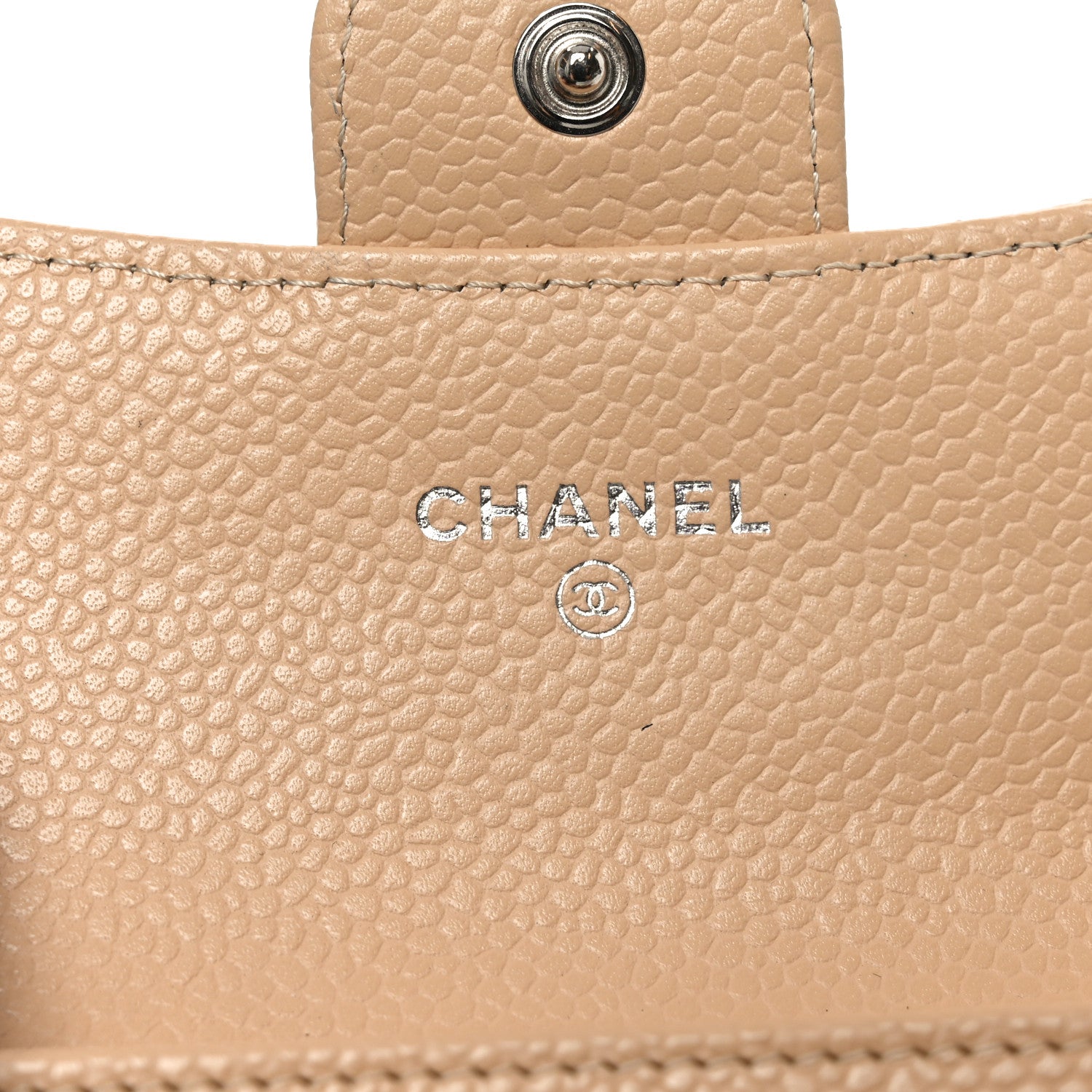 Chanel Caviar Quilted Flap Card Holder Wallet Beige 6 of 8