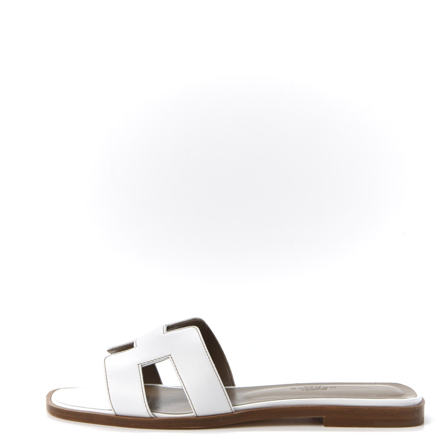 Hermes Box Calfskin Oran Sandals 37.5 White 1 of 10