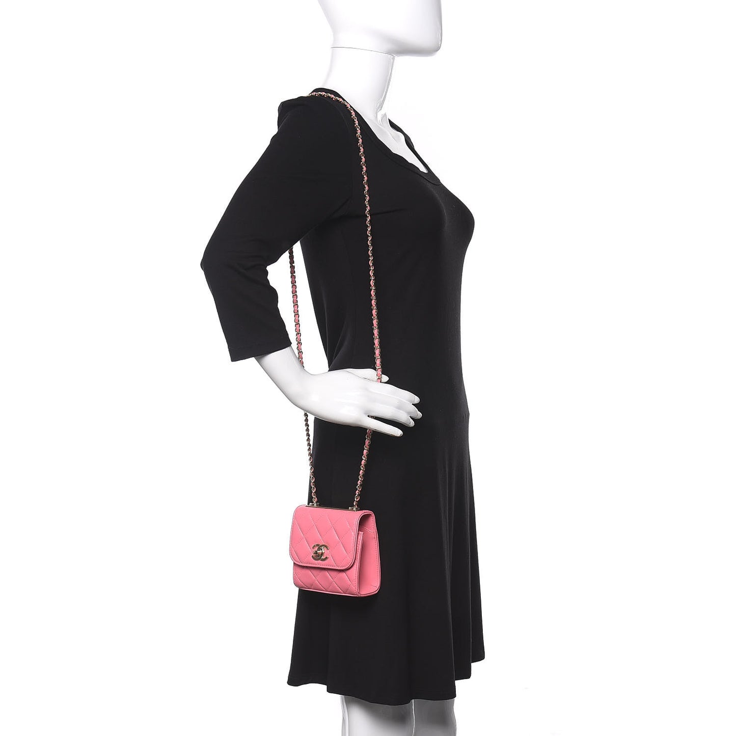 Lambskin Quilted Mini Trendy CC Clutch With Chain Pink