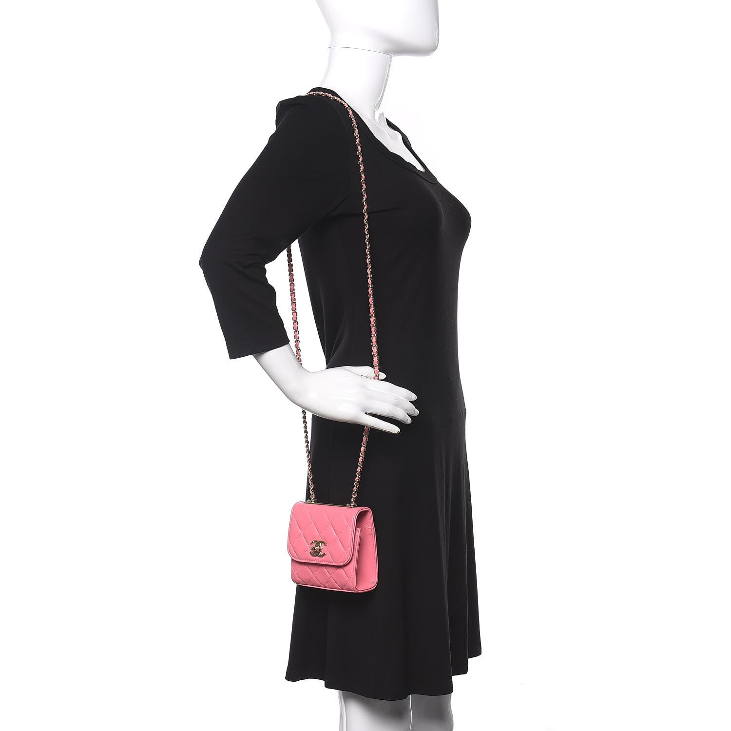 Chanel Lambskin Quilted Mini Trendy CC Clutch With Chain Pink 2 of 10
