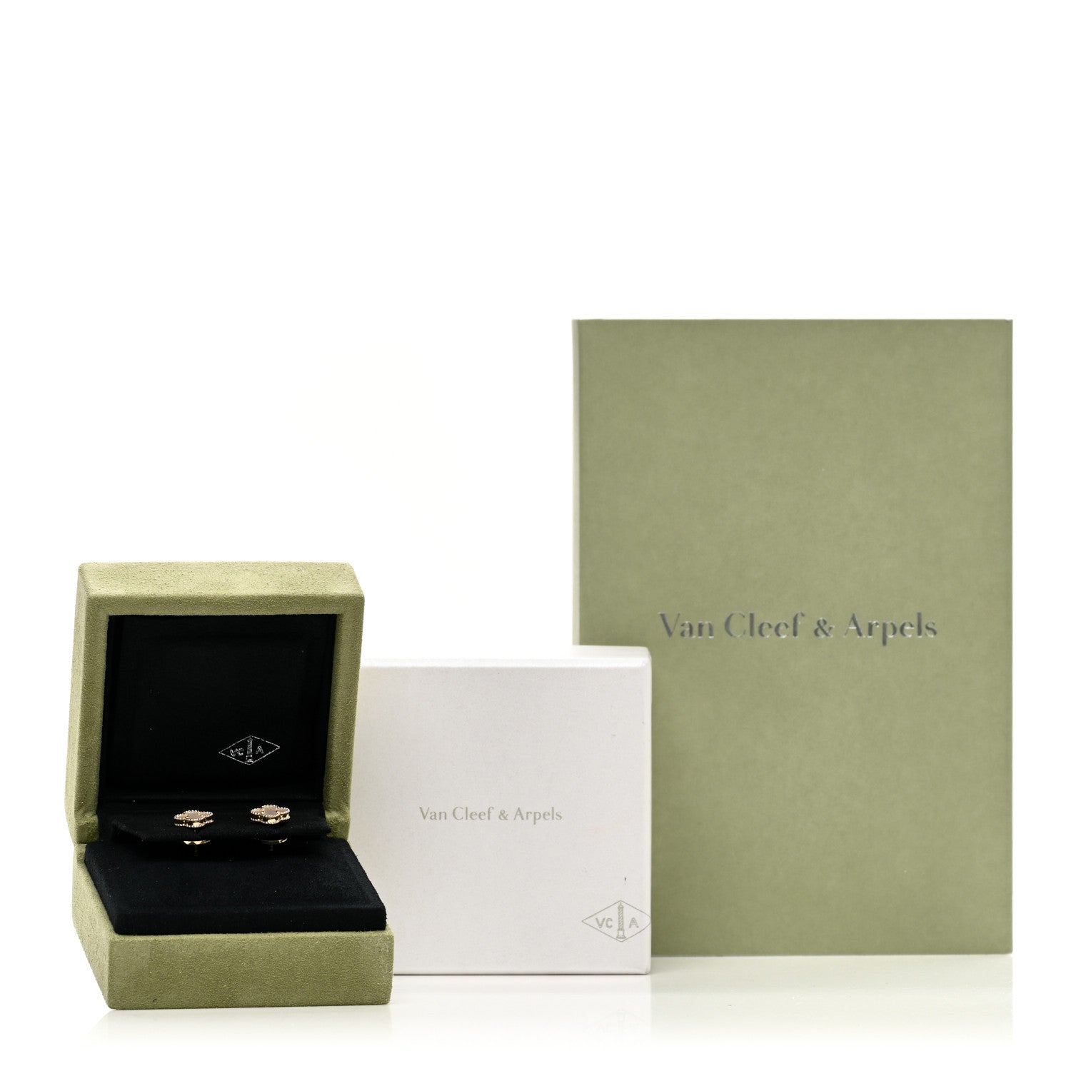 Van Cleef & Arpels 18K Yellow Gold Mother of Pearl Sweet Alhambra Earrings 5 of 5