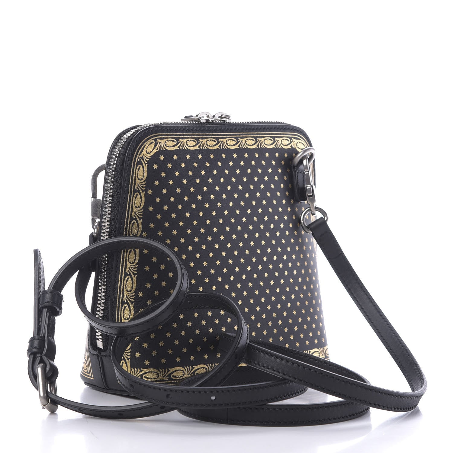 Gucci X SEGA Calfskin GUCCY Stars Mini Dome Shoulder Bag Black Gold 3 of 10