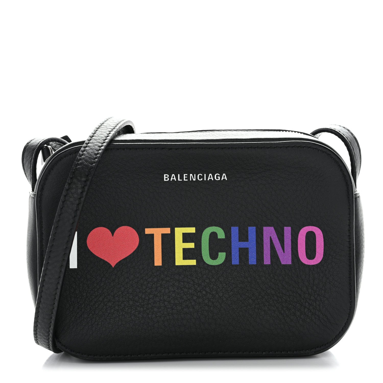 Balenciaga Calfskin I Love Techno XS Everyday Camera Bag Black