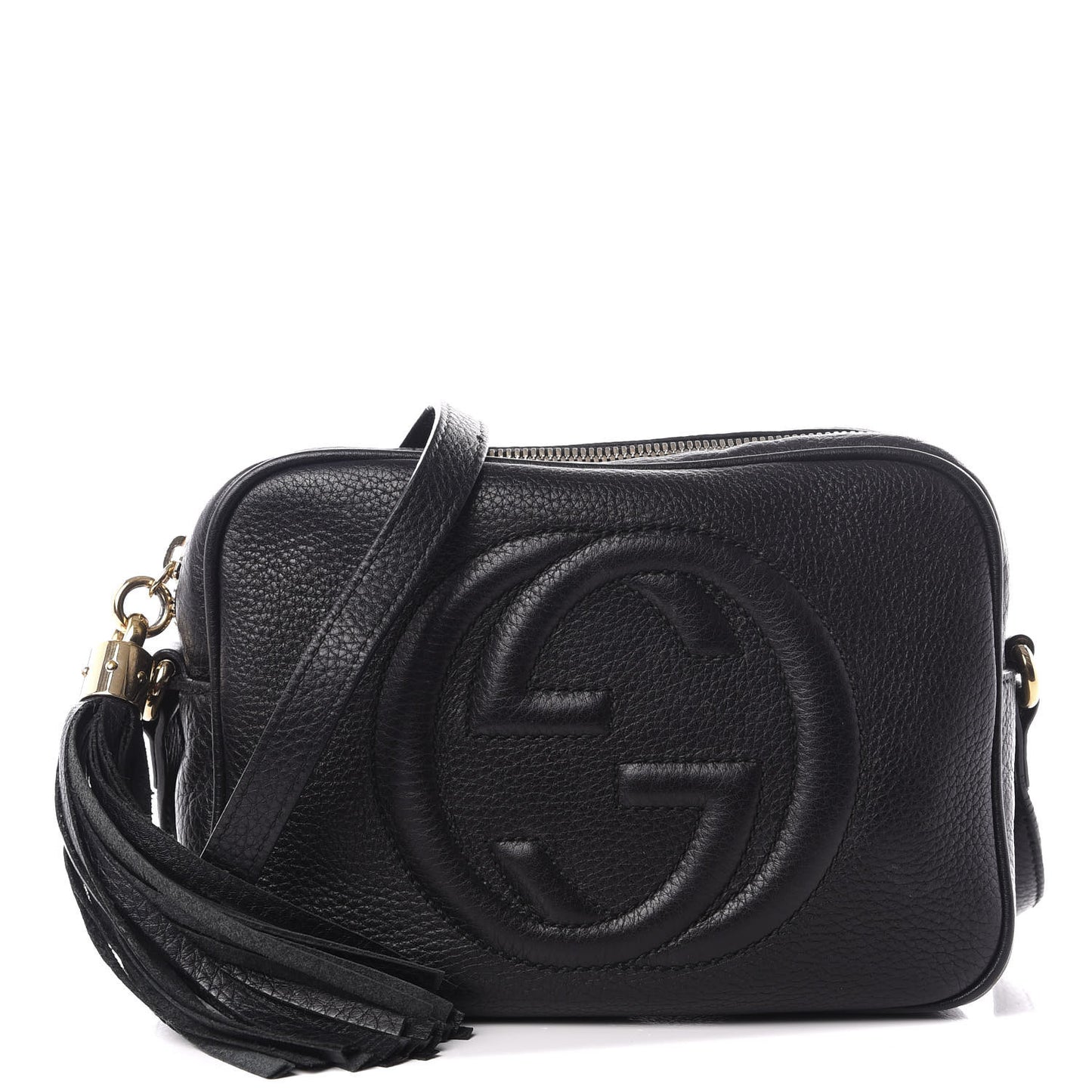 Pebbled Calfskin Small Soho Disco Bag Black