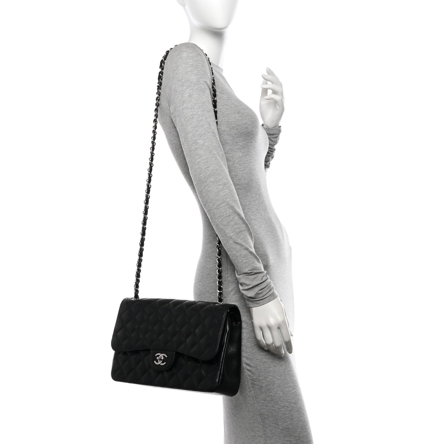 Chanel Caviar Quilted Jumbo Double Flap Black 3 of 10