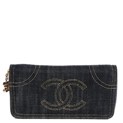 Chanel Denim CC Zip Around Wallet 1 of 8