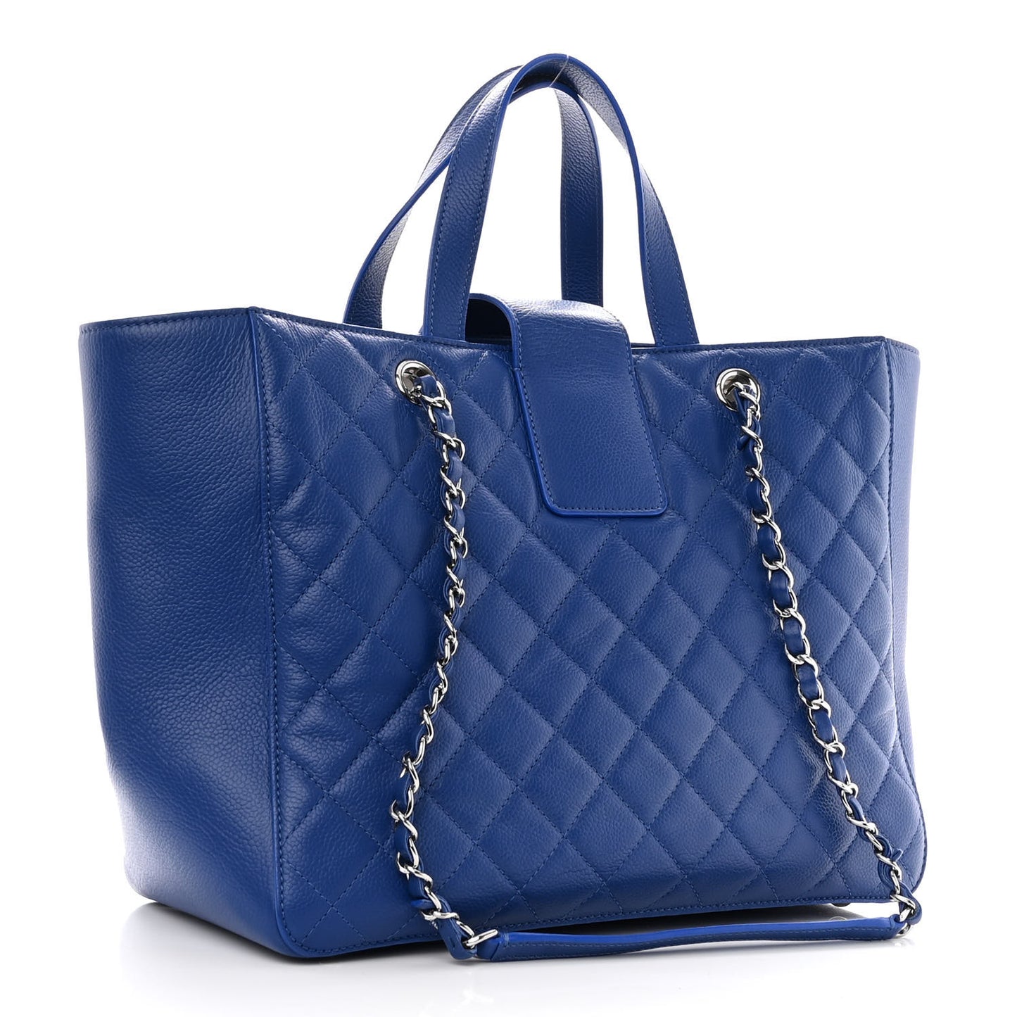 Caviar Quilted Large CC Box Shopping Tote Blue