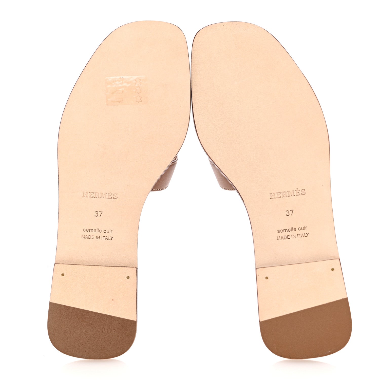 Hermes Box Calfskin Oran Sandals 37 Gold 6 of 9