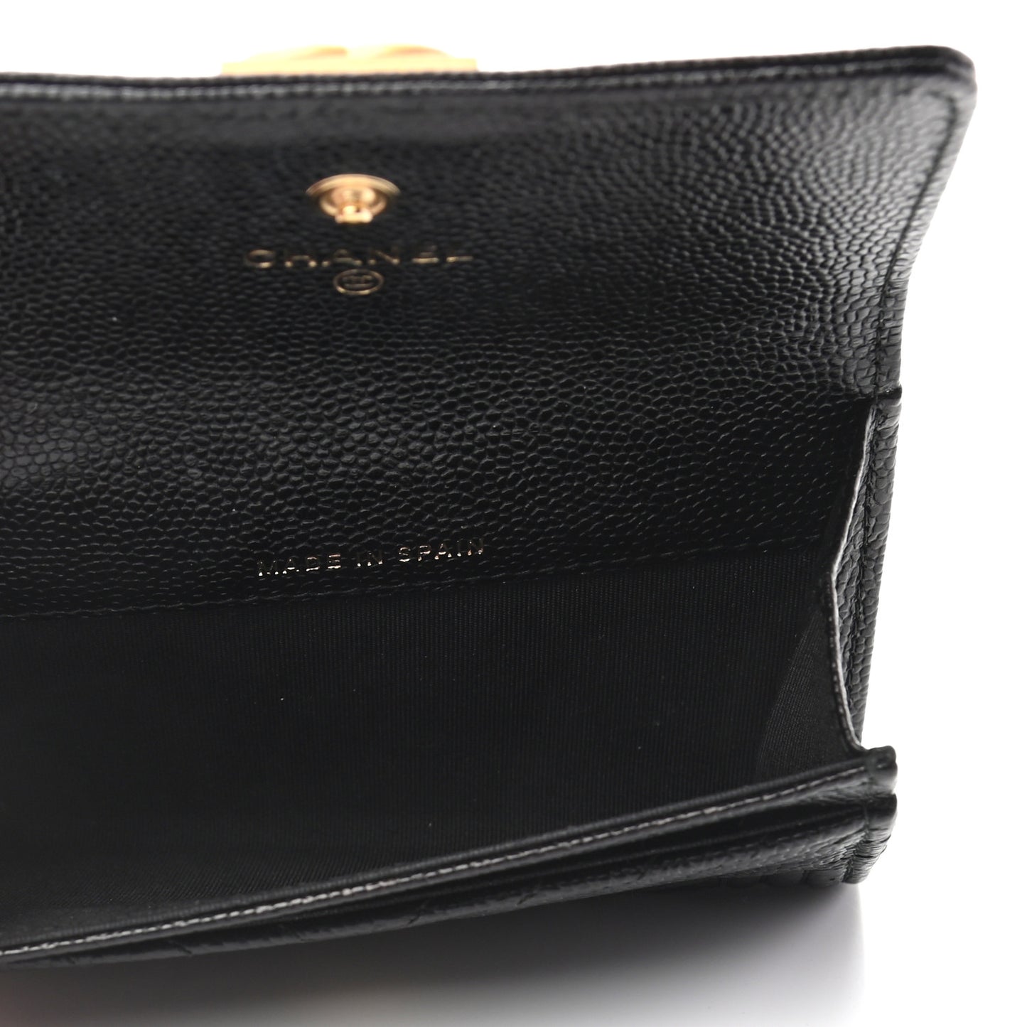 Caviar Chevron Quilted Boy Card Holder Wallet Black