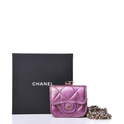 Chanel Iridescent Lambskin Quilted Airpods Pro Case Purple 9 of 9