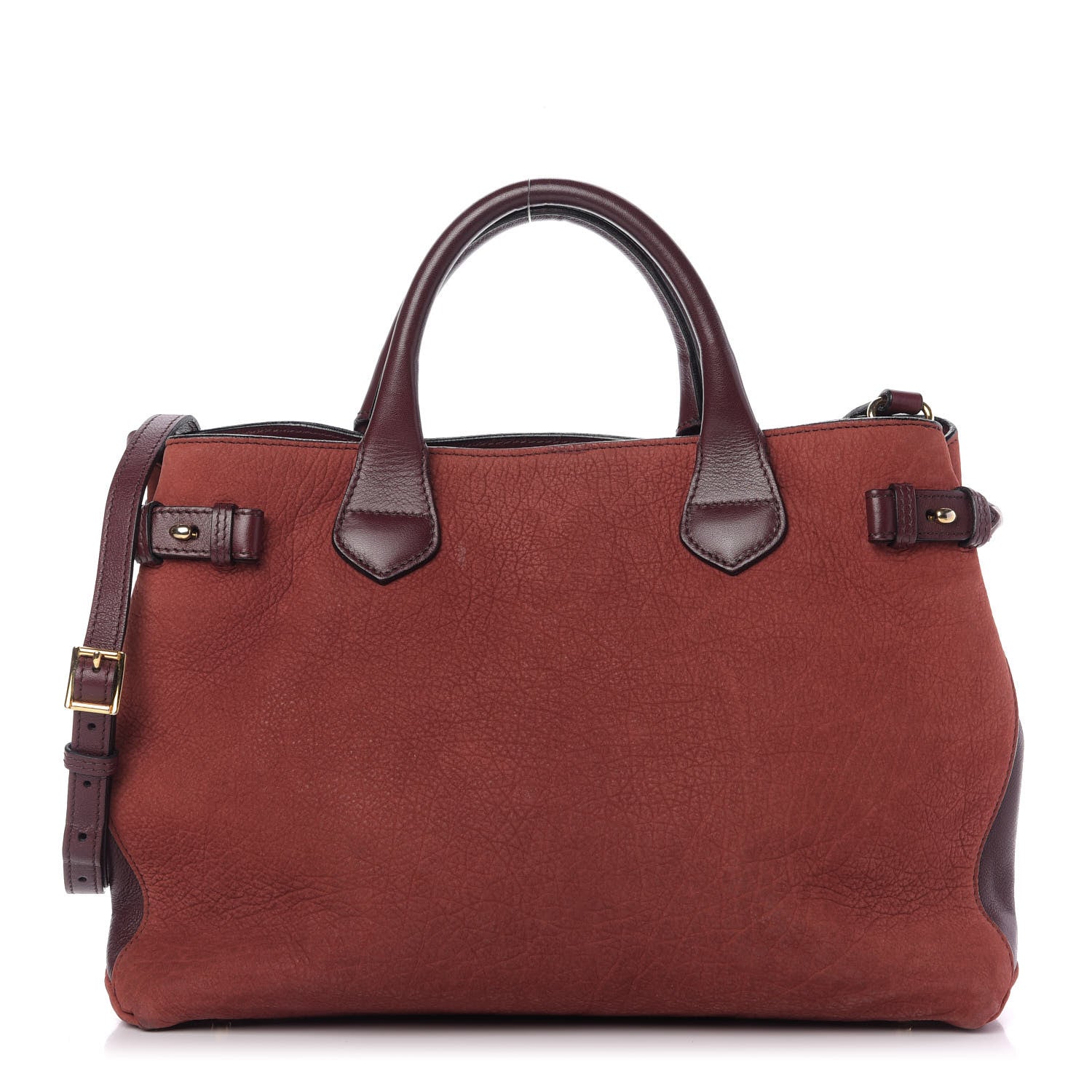 Burberry Grainy Nubuck Medium Banner Tote Deep Claret 1 of 11
