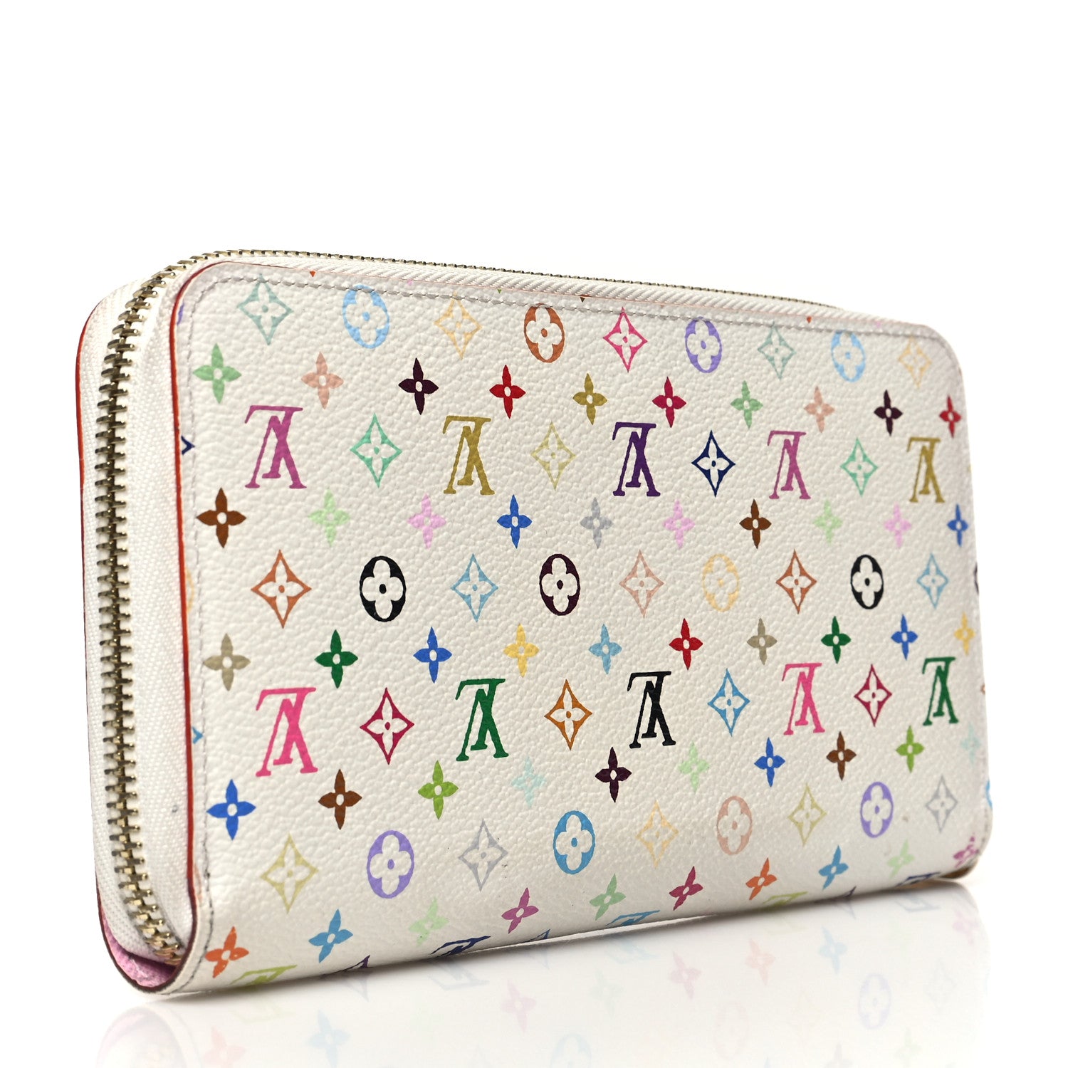 Louis Vuitton Monogram Multicolor Zippy Wallet White Litchi 3 of 12