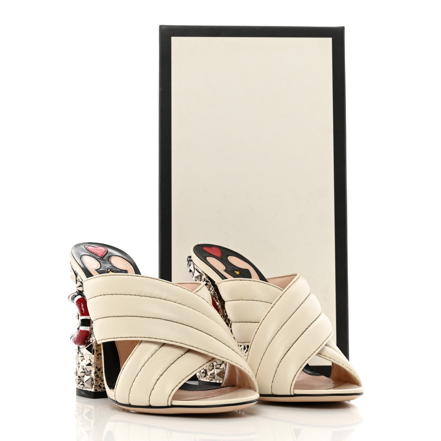 Malaga Kid Kingsnake Webby Crossover High Heel Slide Sandals 38 Mystic White