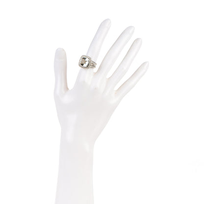 David Yurman Sterling Silver Diamond Prasiolite 11mm Albion Ring 50 5.5 2 of 5