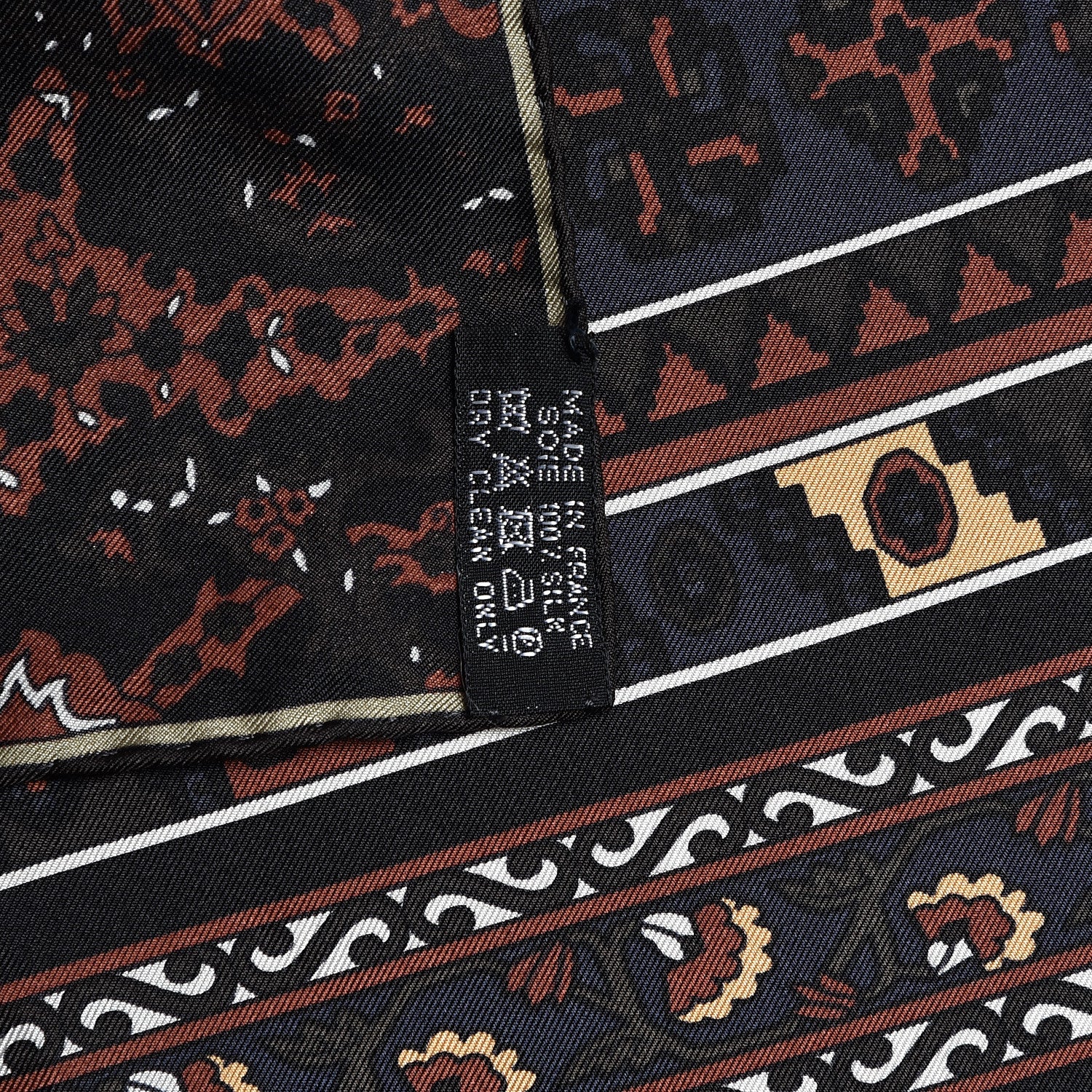 Hermes Silk Twill Tapis Persans Scarf 140 Bronze Black Kaki 5 of 6