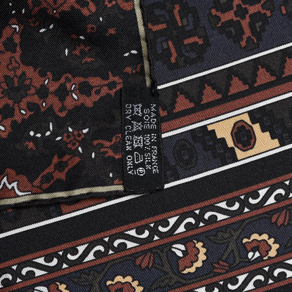 Hermes Silk Twill Tapis Persans Scarf 140 Bronze Black Kaki 5 of 6