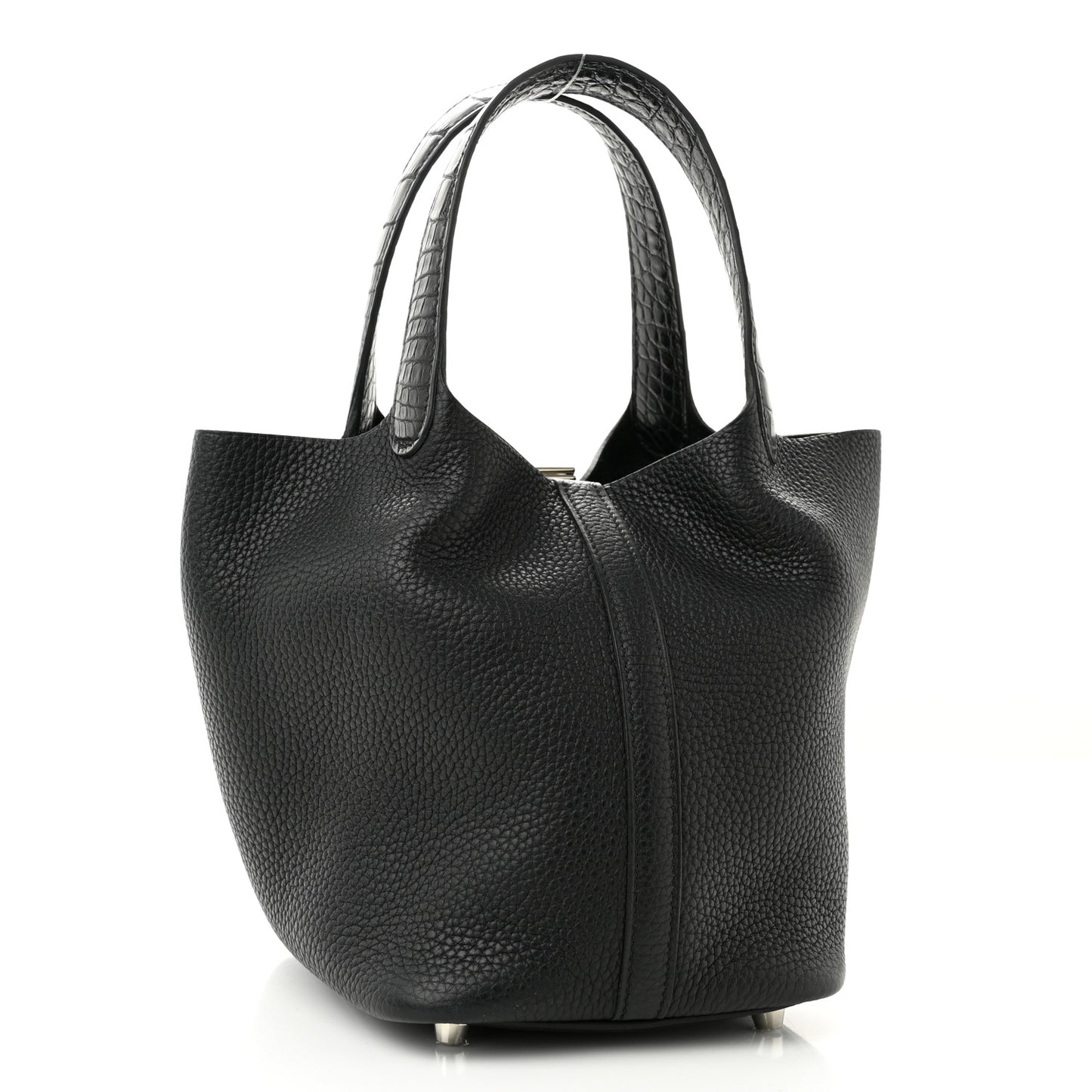 Taurillon Clemence Matte Alligator Picotin Lock Touch 18 PM Black