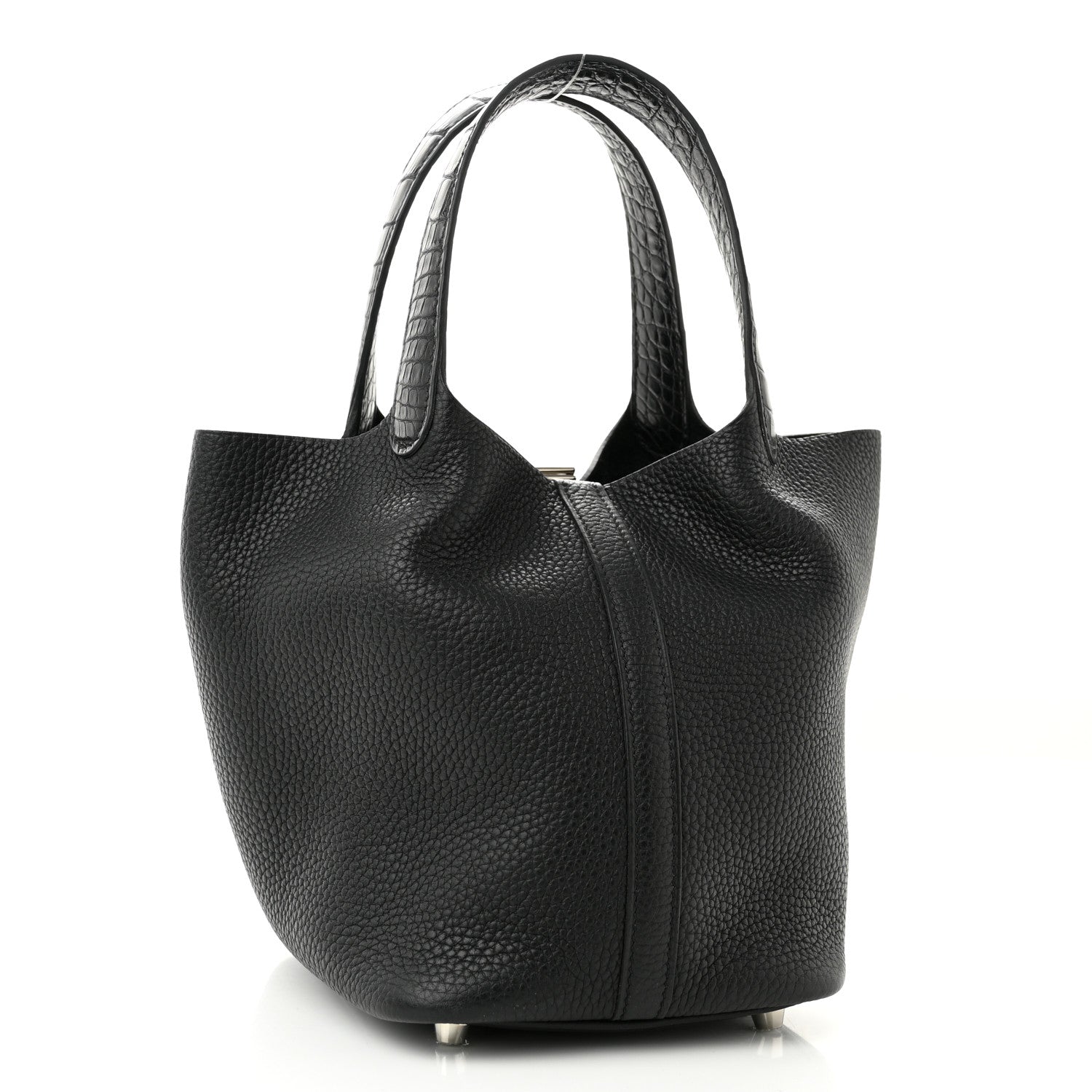 Hermes Taurillon Clemence Matte Alligator Picotin Lock Touch 18 PM Black 3 of 11