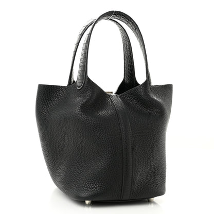Hermes Taurillon Clemence Matte Alligator Picotin Lock Touch 18 PM Black 3 of 11