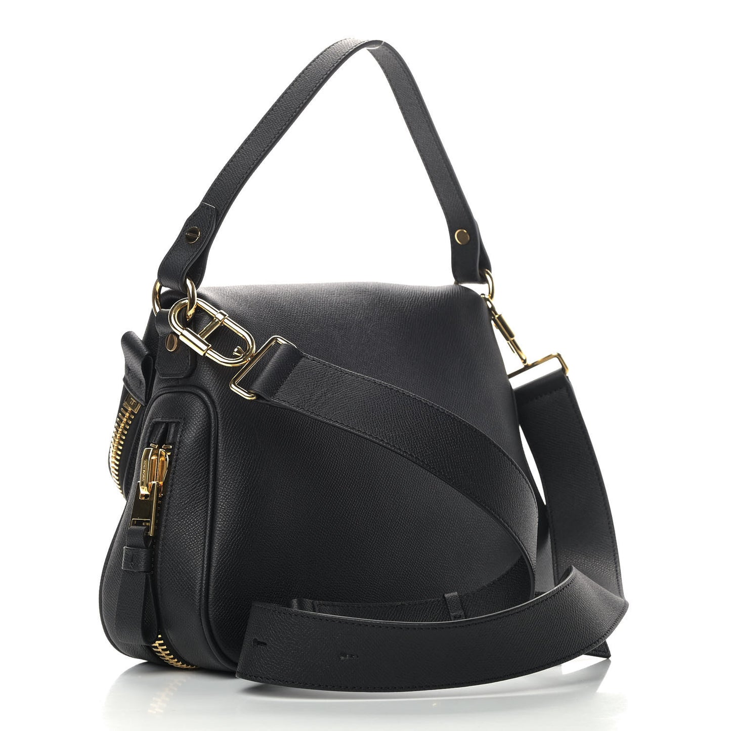Grained Calfskin Medium Jennifer Crossbody Bag Black